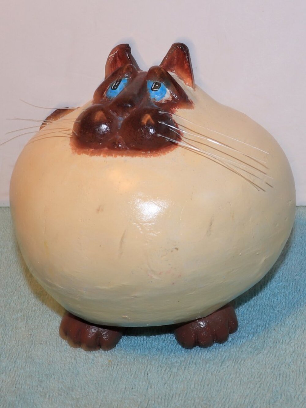 1977 Siamese Ceramic Fat Cat Figurine by Vicki Thomas Funny Bone Originals 5.75"